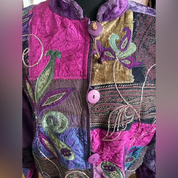 Vintage Flashback Women's Jacket Whimsigoth Witchy Velvet Patchwork Size M - Picture 3 of 9